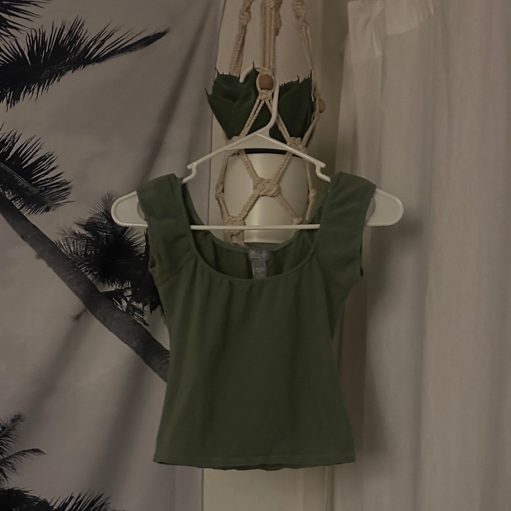 Tilly's Olive Green Square Neck Tank Top